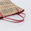 BURBERRY Nova Check Tote Bag PVC Beige Gold Auth 213963V-7