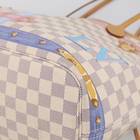 LOUIS VUITTON Damier Azur Summer Trunk Neverfull MM Bag N41065 LV Auth 213971SAV