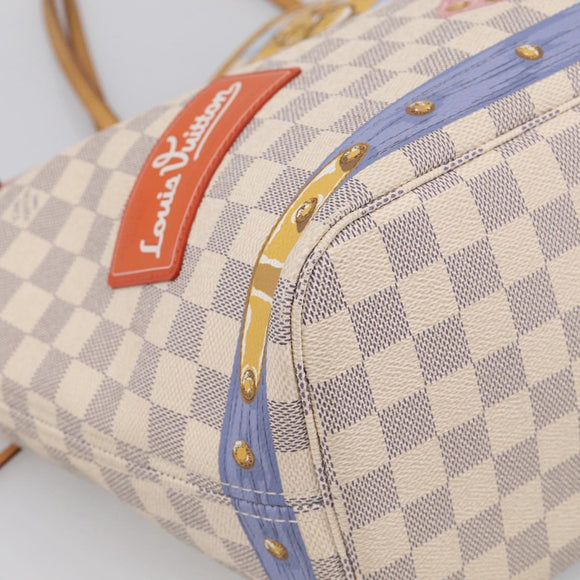 LOUIS VUITTON Damier Azur Summer Trunk Neverfull MM Bag N41065 LV Auth 213971SAV