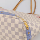 LOUIS VUITTON Damier Azur Summer Trunk Neverfull MM Bag N41065 LV Auth 213971SAV-12