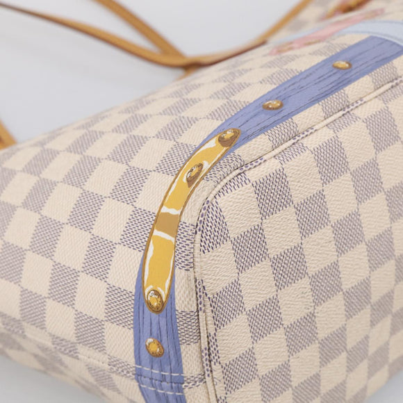 LOUIS VUITTON Damier Azur Summer Trunk Neverfull MM Bag N41065 LV Auth 213971SAV