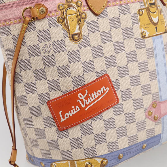 LOUIS VUITTON Damier Azur Summer Trunk Neverfull MM Bag N41065 LV Auth 213971SAV