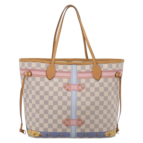 LOUIS VUITTON Damier Azur Summer Trunk Neverfull MM Bag N41065 LV Auth 213971SAV