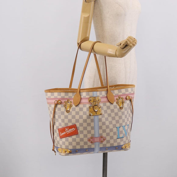 LOUIS VUITTON Damier Azur Summer Trunk Neverfull MM Bag N41065 LV Auth 213971SAV