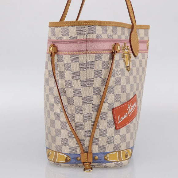 LOUIS VUITTON Damier Azur Summer Trunk Neverfull MM Bag N41065 LV Auth 213971SAV
