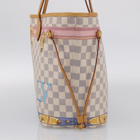 LOUIS VUITTON Damier Azur Summer Trunk Neverfull MM Bag N41065 LV Auth 213971SAV