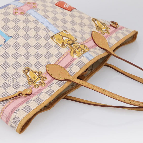 LOUIS VUITTON Damier Azur Summer Trunk Neverfull MM Bag N41065 LV Auth 213971SAV