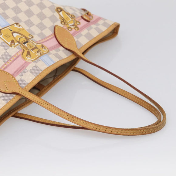 LOUIS VUITTON Damier Azur Summer Trunk Neverfull MM Bag N41065 LV Auth 213971SAV