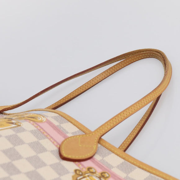 LOUIS VUITTON Damier Azur Summer Trunk Neverfull MM Bag N41065 LV Auth 213971SAV
