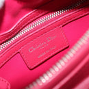 Christian Dior Canage Lady Dior Hand Bag Lamb Skin 2way Pink Silver Auth 213974A-21