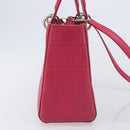 Christian Dior Canage Lady Dior Hand Bag Lamb Skin 2way Pink Silver Auth 213974A-5