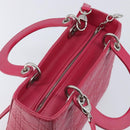 Christian Dior Canage Lady Dior Hand Bag Lamb Skin 2way Pink Silver Auth 213974A-6