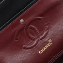 CHANEL Matelasse 25 Double Flap Chain Bag Lamb Skin Black Gold CC Auth 213975SAM-22