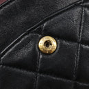 CHANEL Matelasse 25 Double Flap Chain Bag Lamb Skin Black Gold CC Auth 213975SAM-30