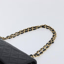 CHANEL Matelasse 25 Double Flap Chain Bag Lamb Skin Black Gold CC Auth 213975SAM-8