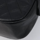CHANEL Chain Shoulder Bag Lamb Skin Black Gold CC Auth 213976V-11