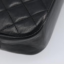 CHANEL Chain Shoulder Bag Lamb Skin Black Gold CC Auth 213976V-14
