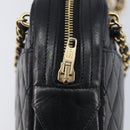 CHANEL Chain Shoulder Bag Lamb Skin Black Gold CC Auth 213976V-15