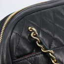 CHANEL Chain Shoulder Bag Lamb Skin Black Gold CC Auth 213976V-16