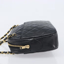 CHANEL Chain Shoulder Bag Lamb Skin Black Gold CC Auth 213976V-5