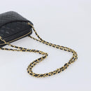 CHANEL Chain Shoulder Bag Lamb Skin Black Gold CC Auth 213976V-7