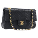 CHANEL Matelasse 23 Chain Shoulder Bag Lamb Skin Black Gold CC Auth 213981SAM-1