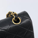CHANEL Matelasse 23 Chain Shoulder Bag Lamb Skin Black Gold CC Auth 213981SAM-15