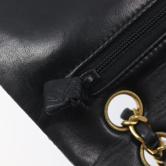 CHANEL Matelasse 23 Chain Shoulder Bag Lamb Skin Black Gold CC Auth 213981SAM