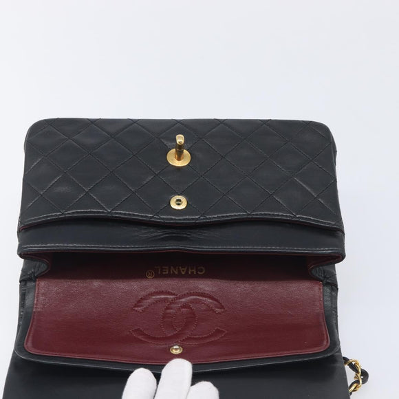 CHANEL Matelasse 23 Chain Shoulder Bag Lamb Skin Black Gold CC Auth 213981SAM