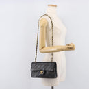 CHANEL Matelasse 23 Chain Shoulder Bag Lamb Skin Black Gold CC Auth 213981SAM-30