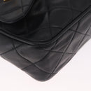 CHANEL Matelasse Chain Shoulder Bag Lamb Skin Black Gold CC Auth 213984V-10