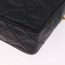 CHANEL Matelasse Chain Shoulder Bag Lamb Skin Black Gold CC Auth 213984V-11