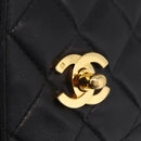 CHANEL Matelasse Chain Shoulder Bag Lamb Skin Black Gold CC Auth 213984V-15