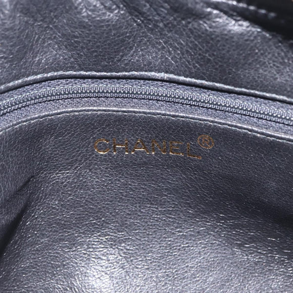 CHANEL Matelasse Chain Shoulder Bag Lamb Skin Black Gold CC Auth 213984V