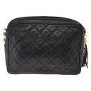 CHANEL Matelasse Chain Shoulder Bag Lamb Skin Black Gold CC Auth 213984V-3