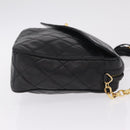 CHANEL Matelasse Chain Shoulder Bag Lamb Skin Black Gold CC Auth 213984V-4