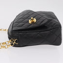 CHANEL Matelasse Chain Shoulder Bag Lamb Skin Black Gold CC Auth 213984V-5