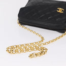 CHANEL Matelasse Chain Shoulder Bag Lamb Skin Black Gold CC Auth 213984V-7