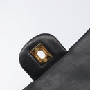 CHANEL Matelasse 25 Double Flap Chain Bag Lamb Skin Black Gold CC Auth 213989SAM-17