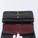 CHANEL Matelasse 25 Double Flap Chain Bag Lamb Skin Black Gold CC Auth 213989SAM-20