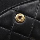 CHANEL Matelasse 25 Double Flap Chain Bag Lamb Skin Black Gold CC Auth 213989SAM-29