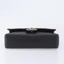 CHANEL Matelasse 25 Double Flap Chain Bag Lamb Skin Black Gold CC Auth 213989SAM-9