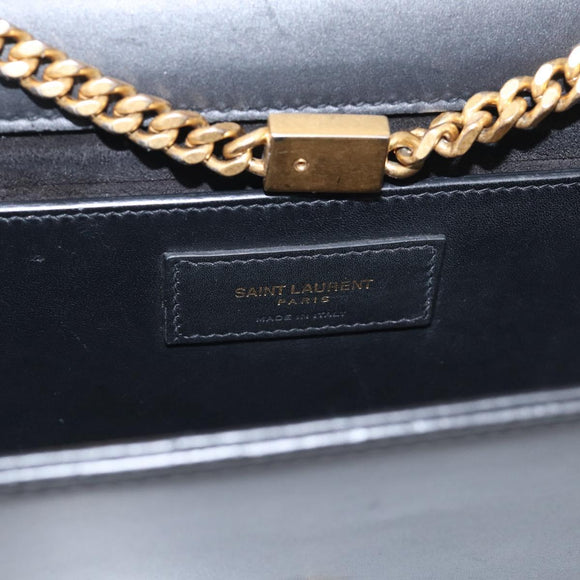 Saint Laurent Kate Chain Shoulder Bag Leather Gold Black Auth 213991M