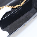 Saint Laurent Kate Chain Shoulder Bag Leather Gold Black Auth 213991M-21
