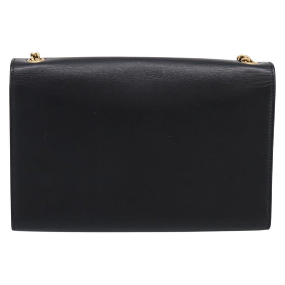 Saint Laurent Kate Chain Shoulder Bag Leather Gold Black Auth 213991M