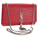 Saint Laurent Kate Chain Bag Calf leather Embossed Red Auth 213998M-1
