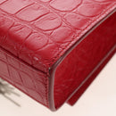 Saint Laurent Kate Chain Bag Calf leather Embossed Red Auth 213998M-13