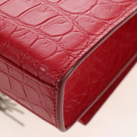 Saint Laurent Kate Chain Bag Calf leather Embossed Red Auth 213998M