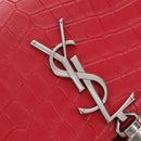 Saint Laurent Kate Chain Bag Calf leather Embossed Red Auth 213998M-14