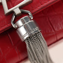 Saint Laurent Kate Chain Bag Calf leather Embossed Red Auth 213998M-15